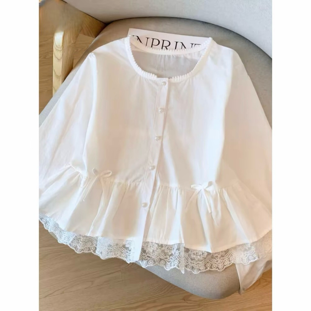 blouse korean crop renda brukat