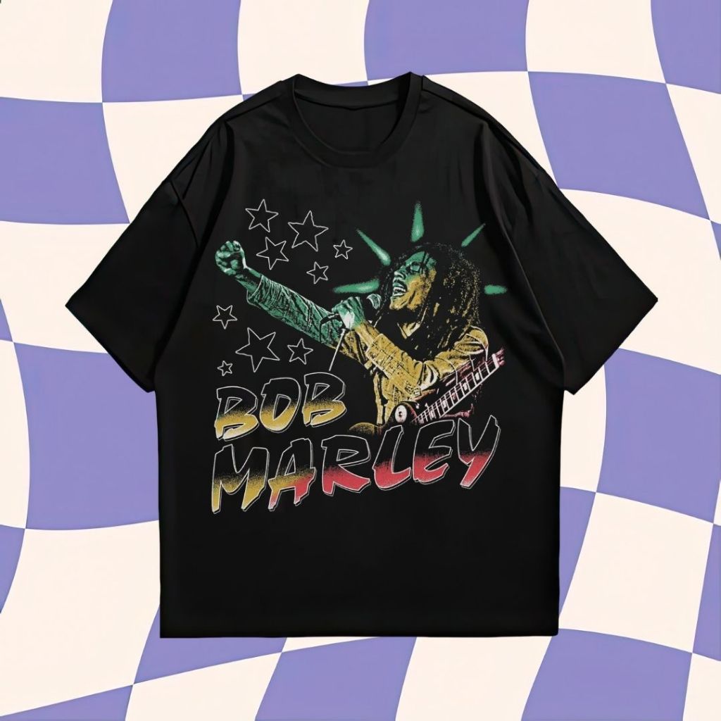 Purple Haze "Bob Marley" Oversized T-Shirt | Black | Kaos Oversize | Vintage | Atasan
