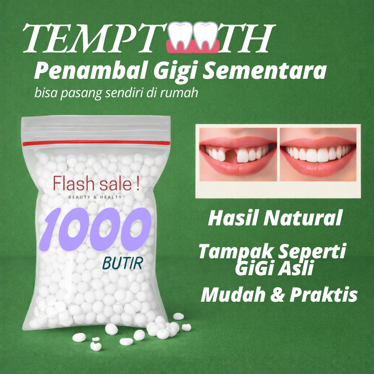 REPAIR TOOTH Tampak Seperti Gigi Asli Temptooth 1000 Butir Penambal Gigi Palsu Sementara Mudah Prakt