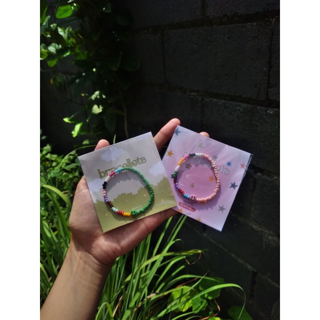 gelang manik manik pasir/gelang smile/manik manik pasir dan toping smile