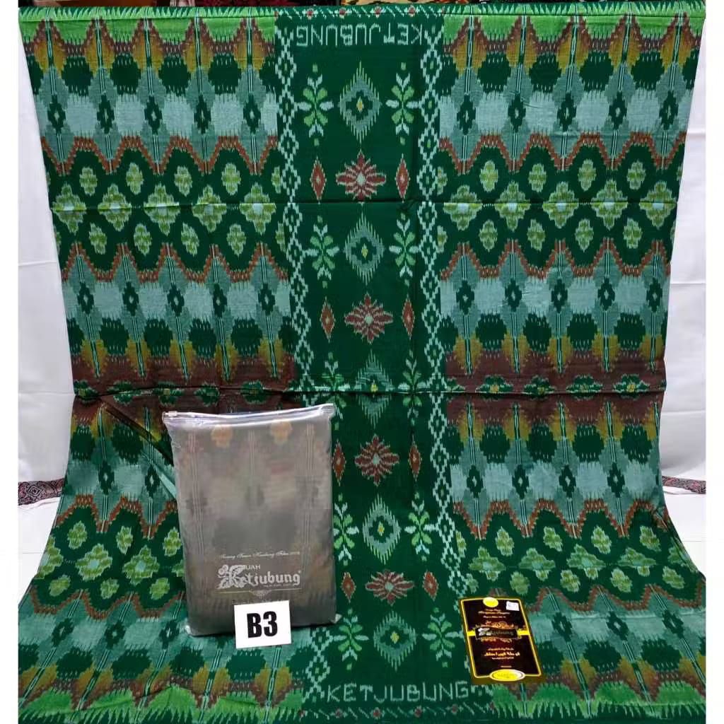 SARUNG KETJUBUNG GOYOR RED/GOLD MOTIF PELANGI