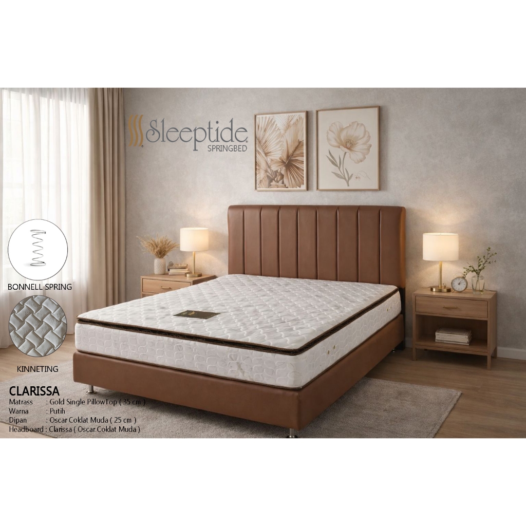 SLEEPTIDE springbed dipan headboard sandaran clarissa coklat muda