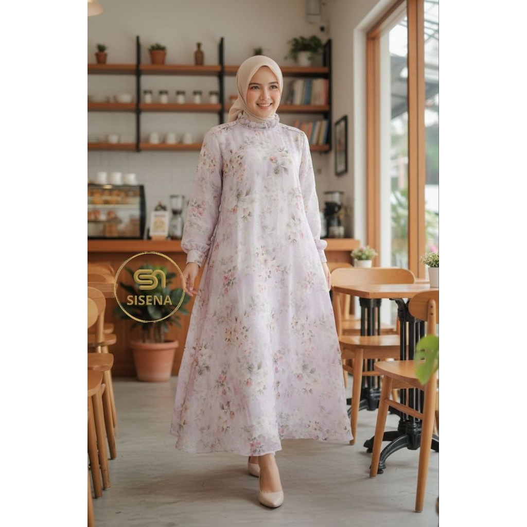 Dress MIDI bunga by sisena /midi dress motif bunga