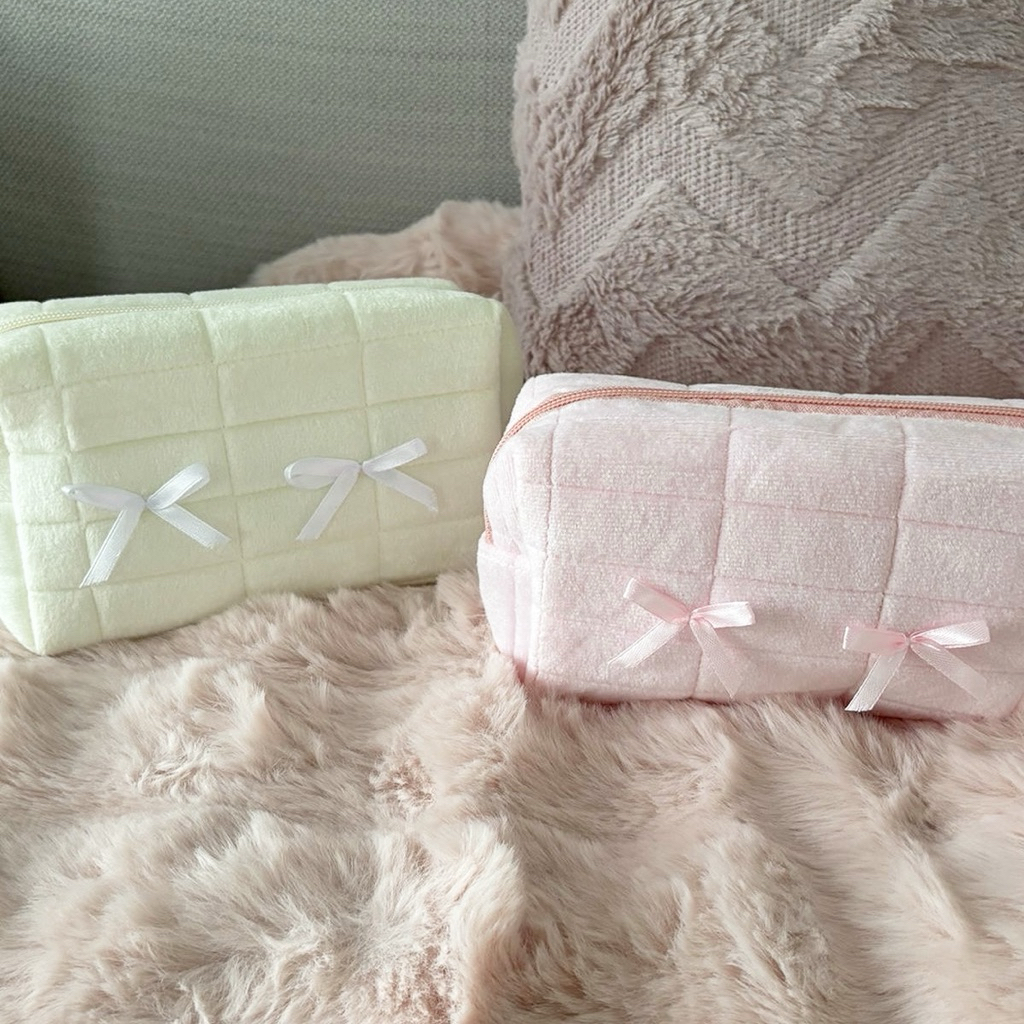 Mocorie - Venelaffie Coquette Ribbon Pouch / Pouch Makeup Coquette Pink Ribbon / Pouch Multifungsi S