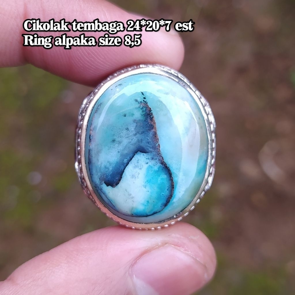 (BISA COD) Cincin Batu Akik Hijau Garut Cikolak Jenis tembaga
