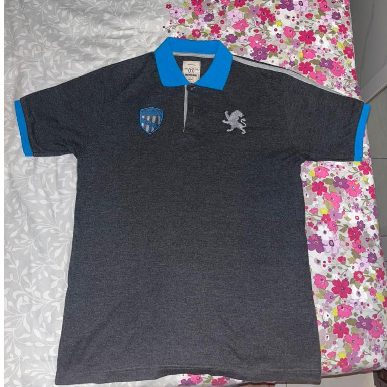 Kaos Kerah Polo Shirt Nevada Grey Kombinasi Biru - Baju Pria Second Layak Pakai