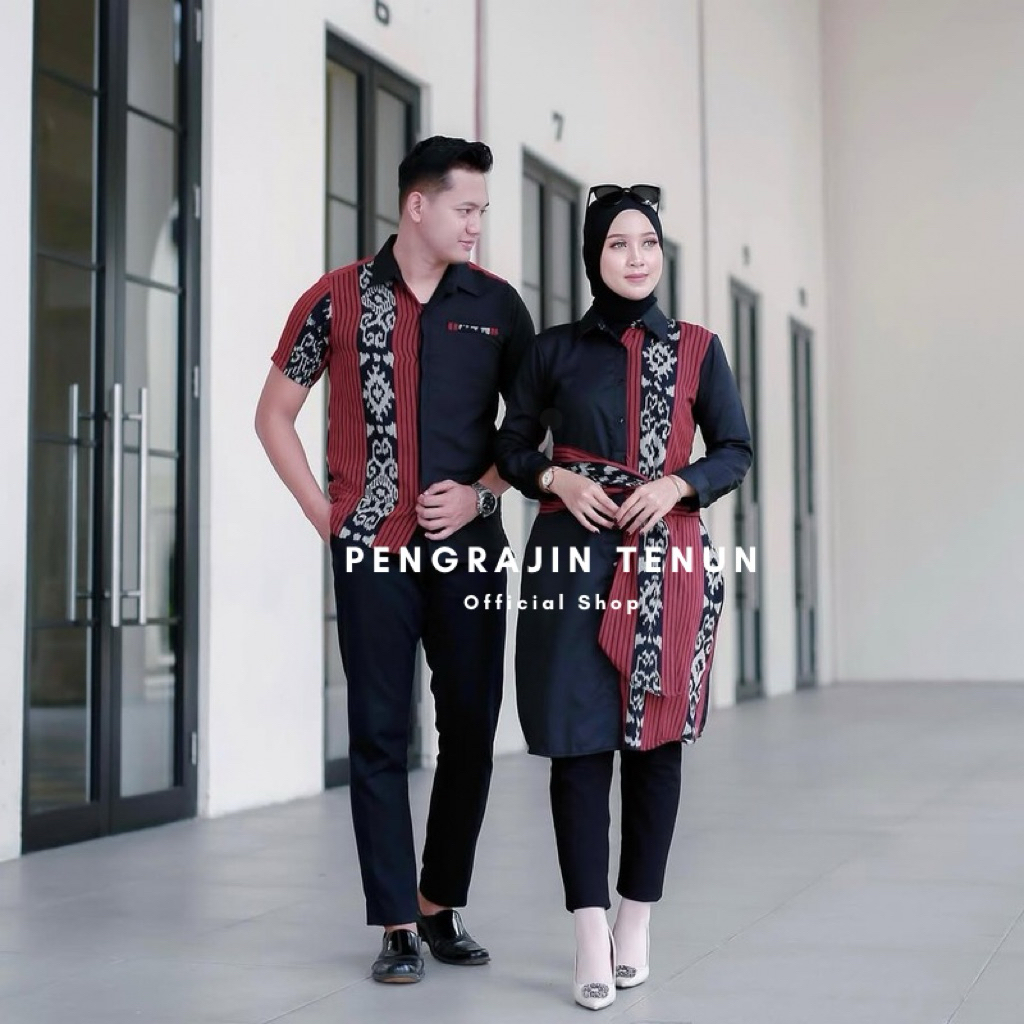 [READY STOCK] TUNIK ETHNIC Couple Baju Tenun Dress Tenun Sarimbit Couple Tenun Jepara Kemeja Tenun