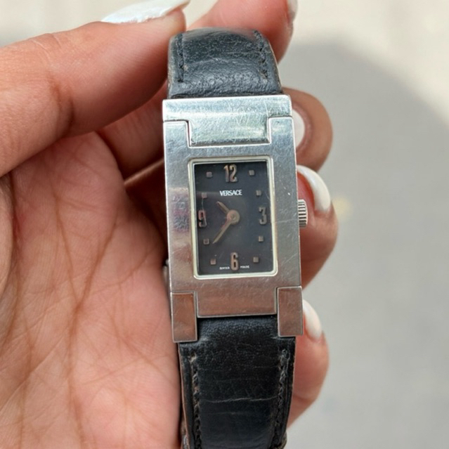 Versace Rectangular Women's Swiss Quartz Watch ASQ99 Vintage Jam Tangan Mewah Elegan Wanita Perempua