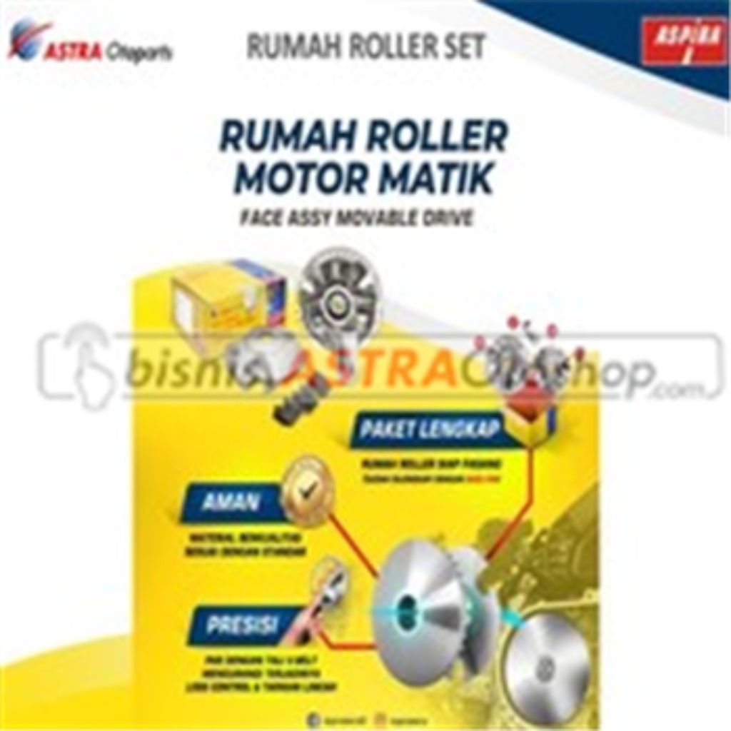 PAKET RUMAH ROLLER + PLAT + PIECE SLIDE (MOVABLE DRIVE FACE SET) ASPIRA UNTUK MOTOR HONDA BEAT FI (2