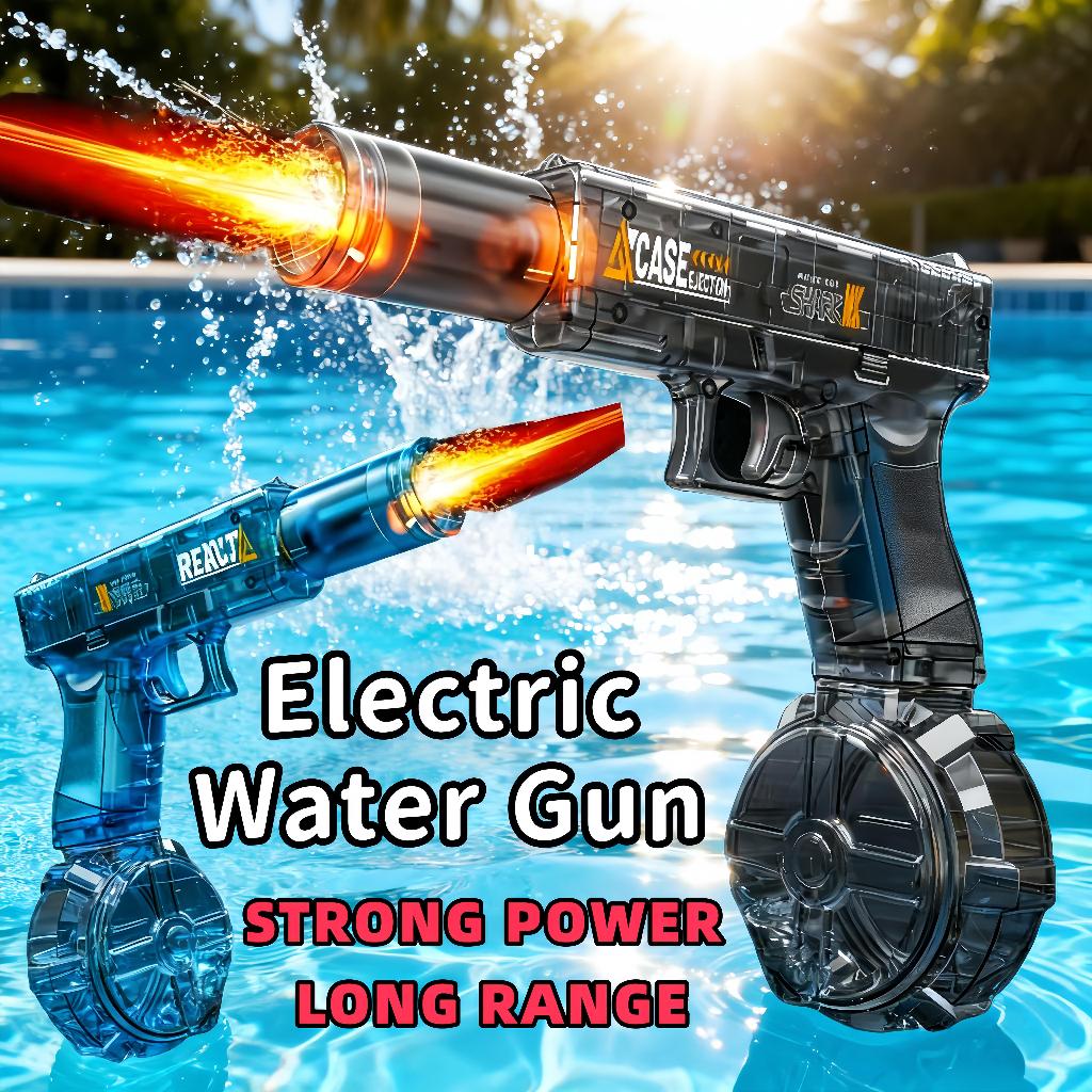 Pistol air elektrik Glock mainan anak-anak dengan lampu semprotan air kontinu otomatis dengan lampu