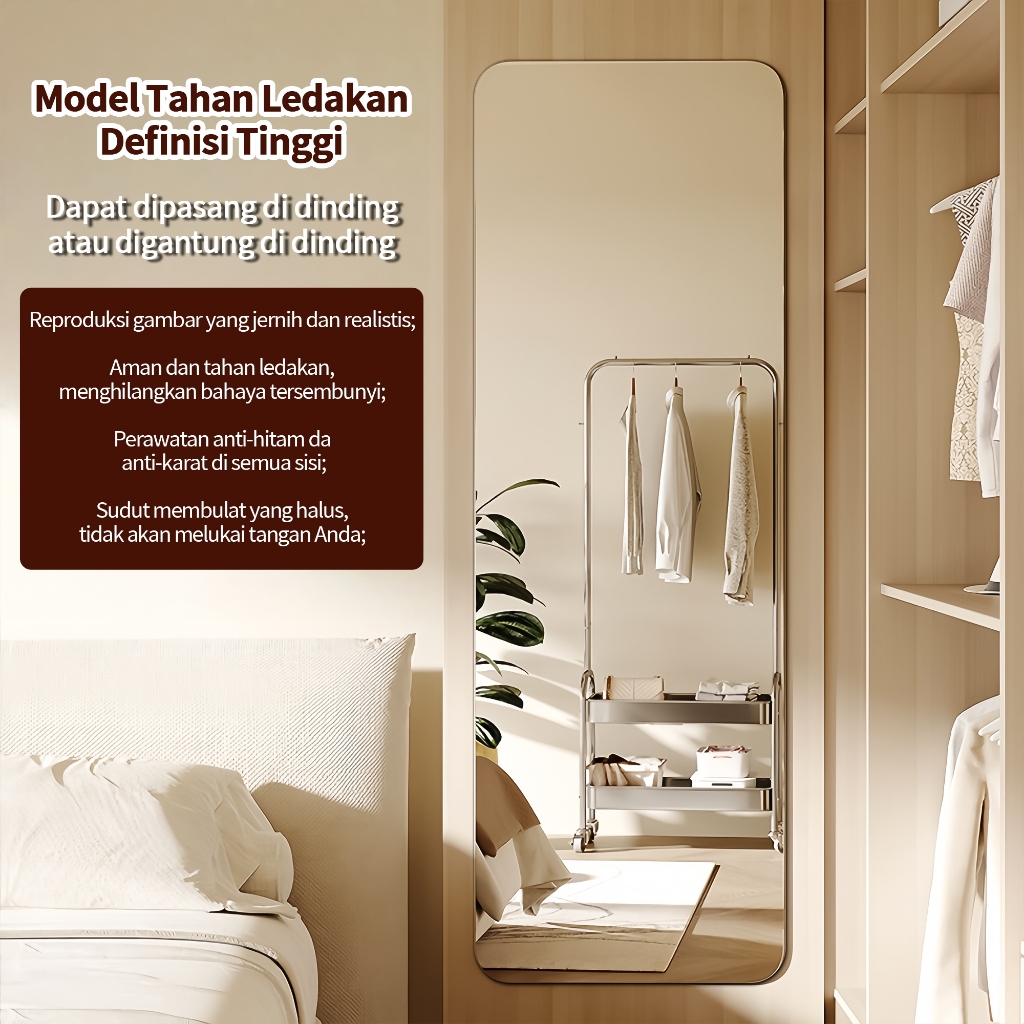 [COD] STIKER CERMIN ARKRILIK aesthetik Cermin Fullbody Anti Pecah Bahan Akrilik Dekorasi Stiker Temp