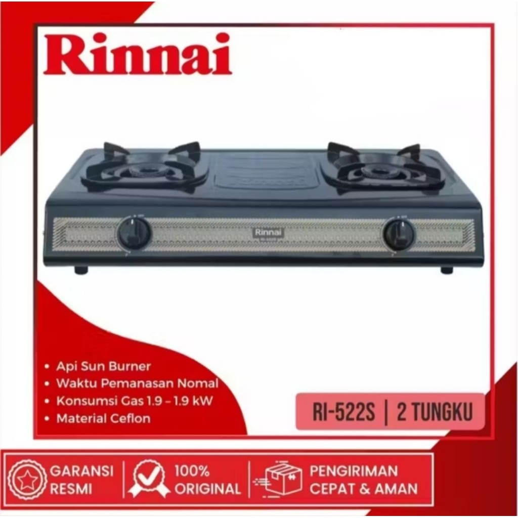 [INSTAN] RINNAI RI522S / RI-522S / RI522 S / RI 522 S KOMPOR  GAS 2 TUNGKU