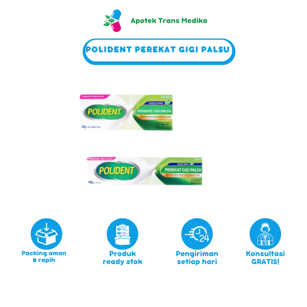 Polident Perekat Gigi Palsu Fresh Mint - Perekat Gigi Palsu