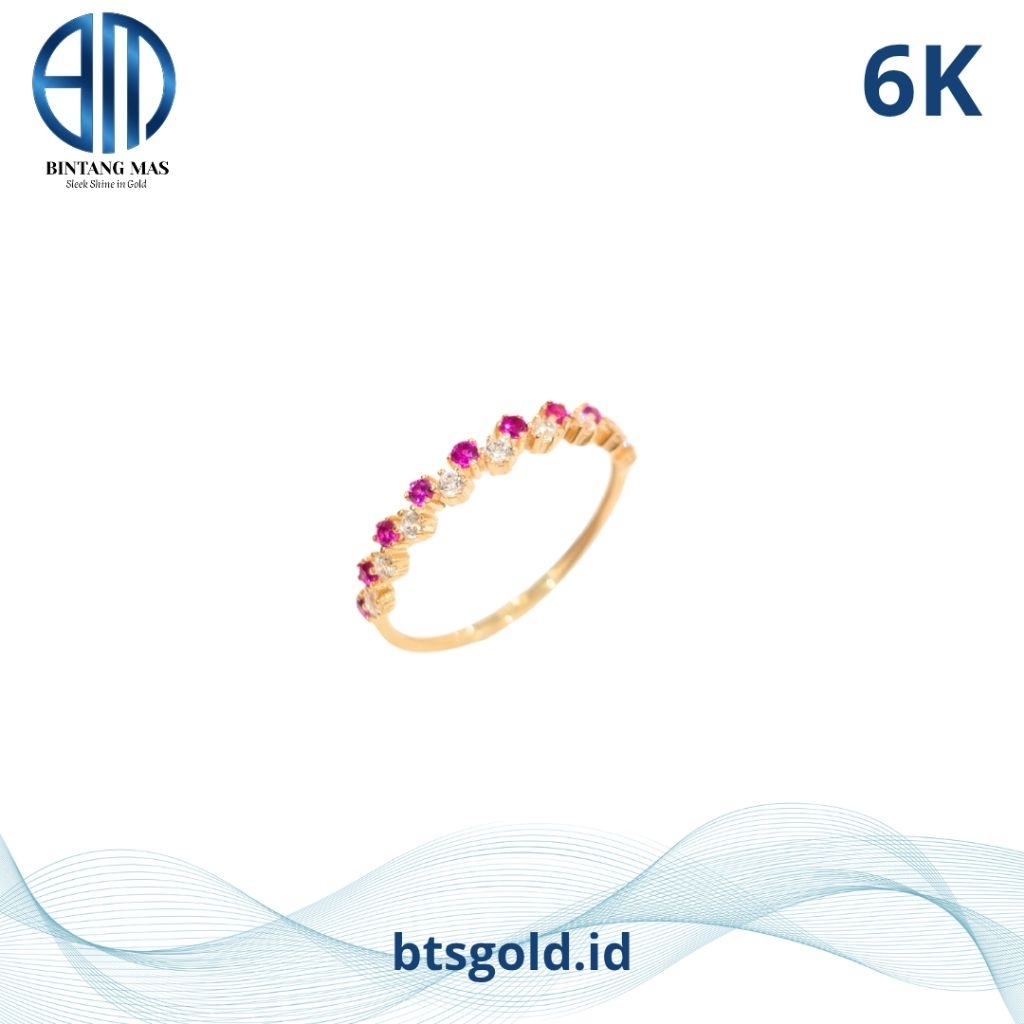 Cincin Permata Pink Putih Emas Asli