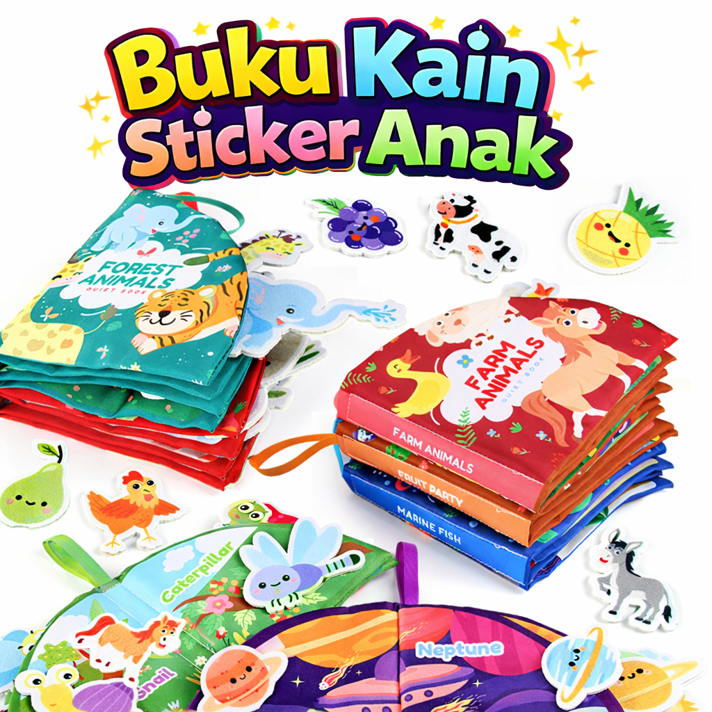 Buku Bantal Edukasi Anak Soft Book Bahan Kain Usia 0-3 Tahun Tahan Sobek