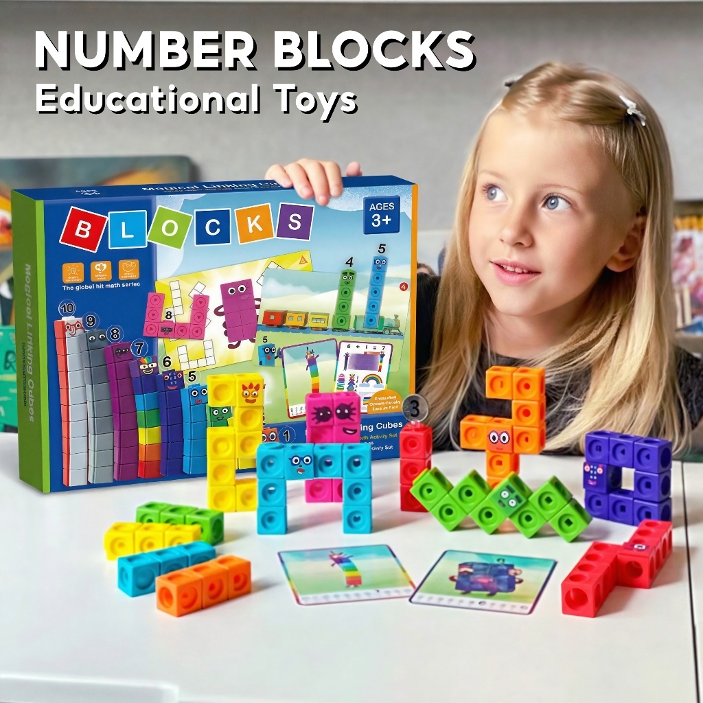 Set Aktivitas Numberblocks 1-10 Mainan Balok Bangunan Matematika Mainan Edukatif