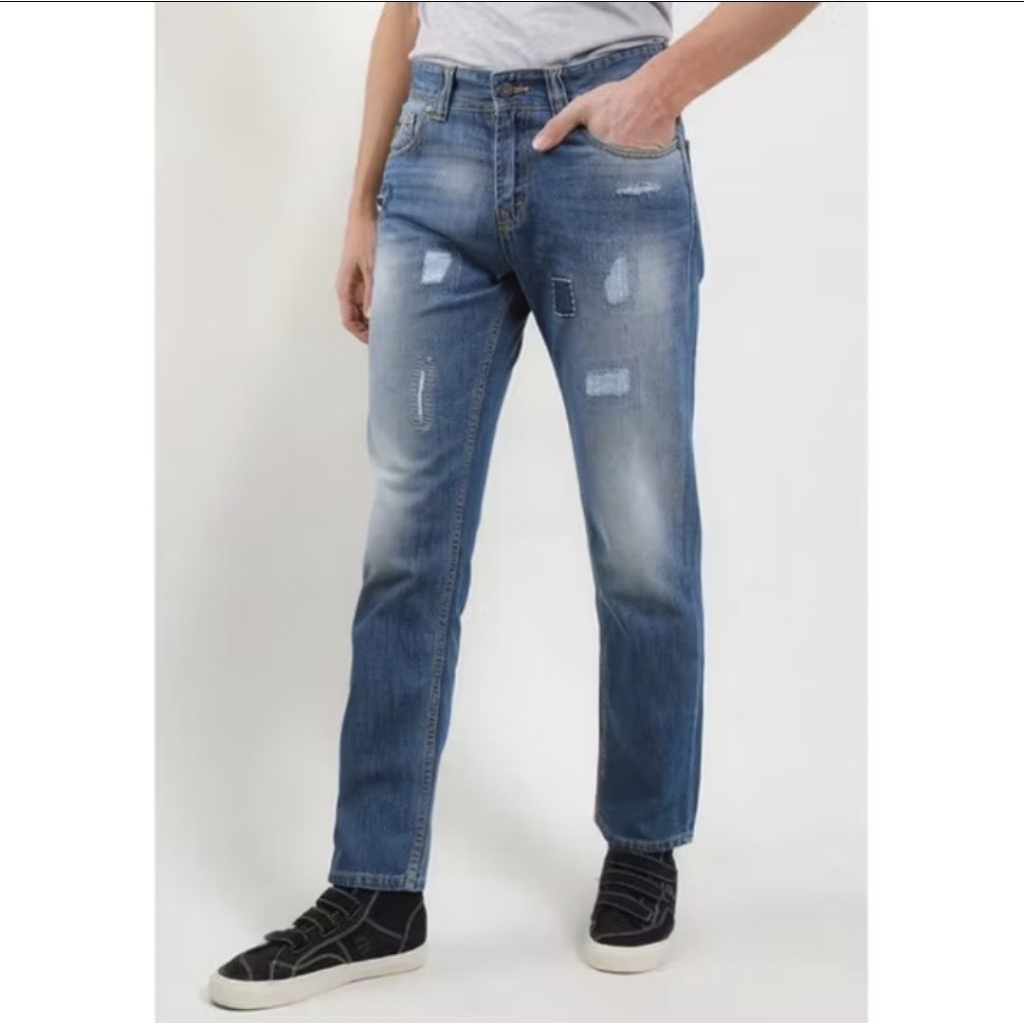 Celana Jeans Panjang Pria Destroy Sobek-sobek Lois Original CFL067DX