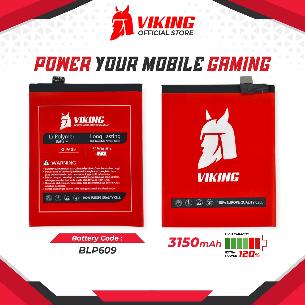 VIKING Baterai Double Power for Oppo F1 Plus F1+ R9 BLP609 Batre Batrai Battery BLP 609 HP Handphone