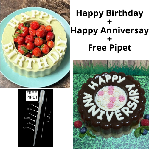 Cetakan Puding Happy Birthday + Happy Anniversary Free Pipet / Cetakan Ulang Tahun
