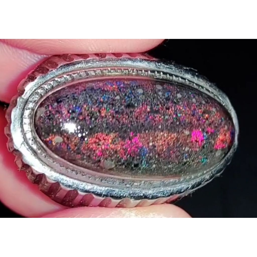 cincin black opal andamoka matrix natural asli alam Australia