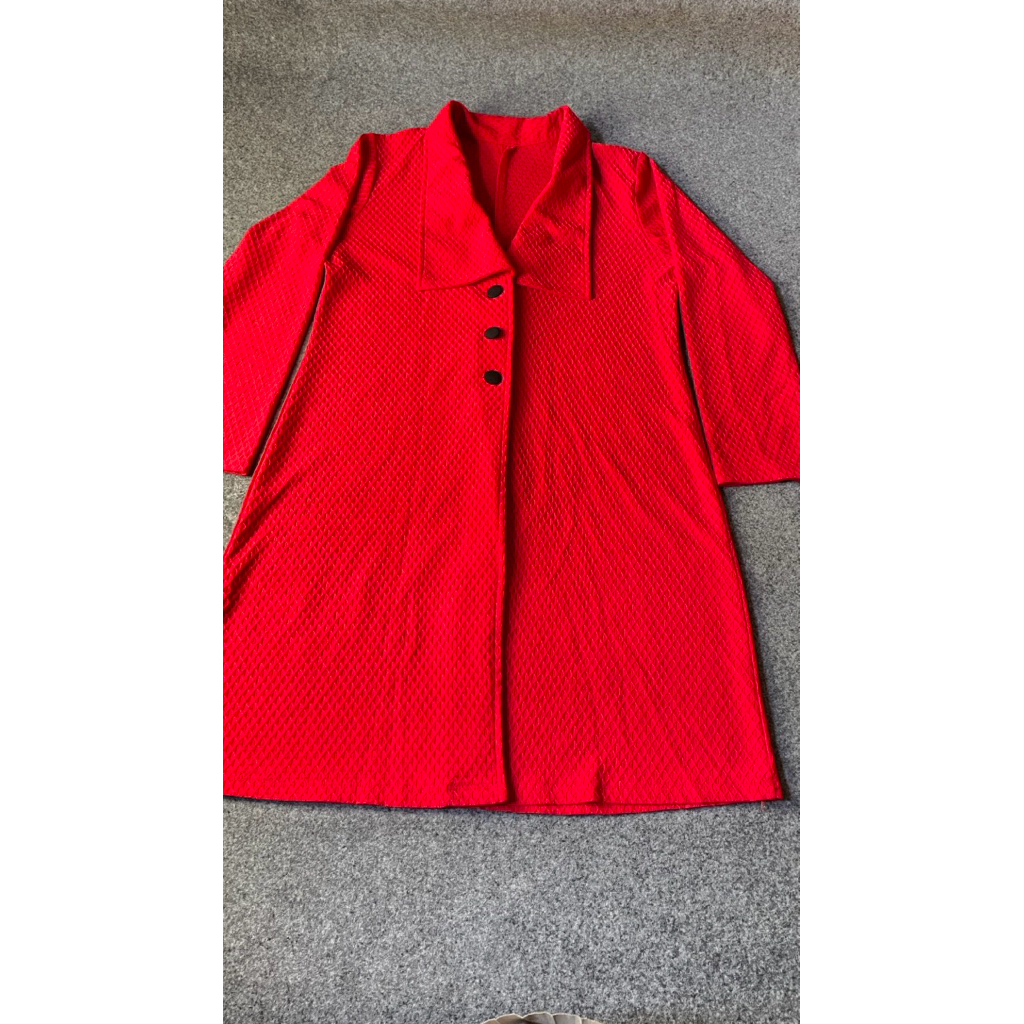 Pl cardi mantel panjang merah tebal bagus long coat muslimah