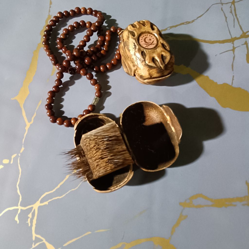 Alquran stambul kecil tinta kuning emas sampul kulit