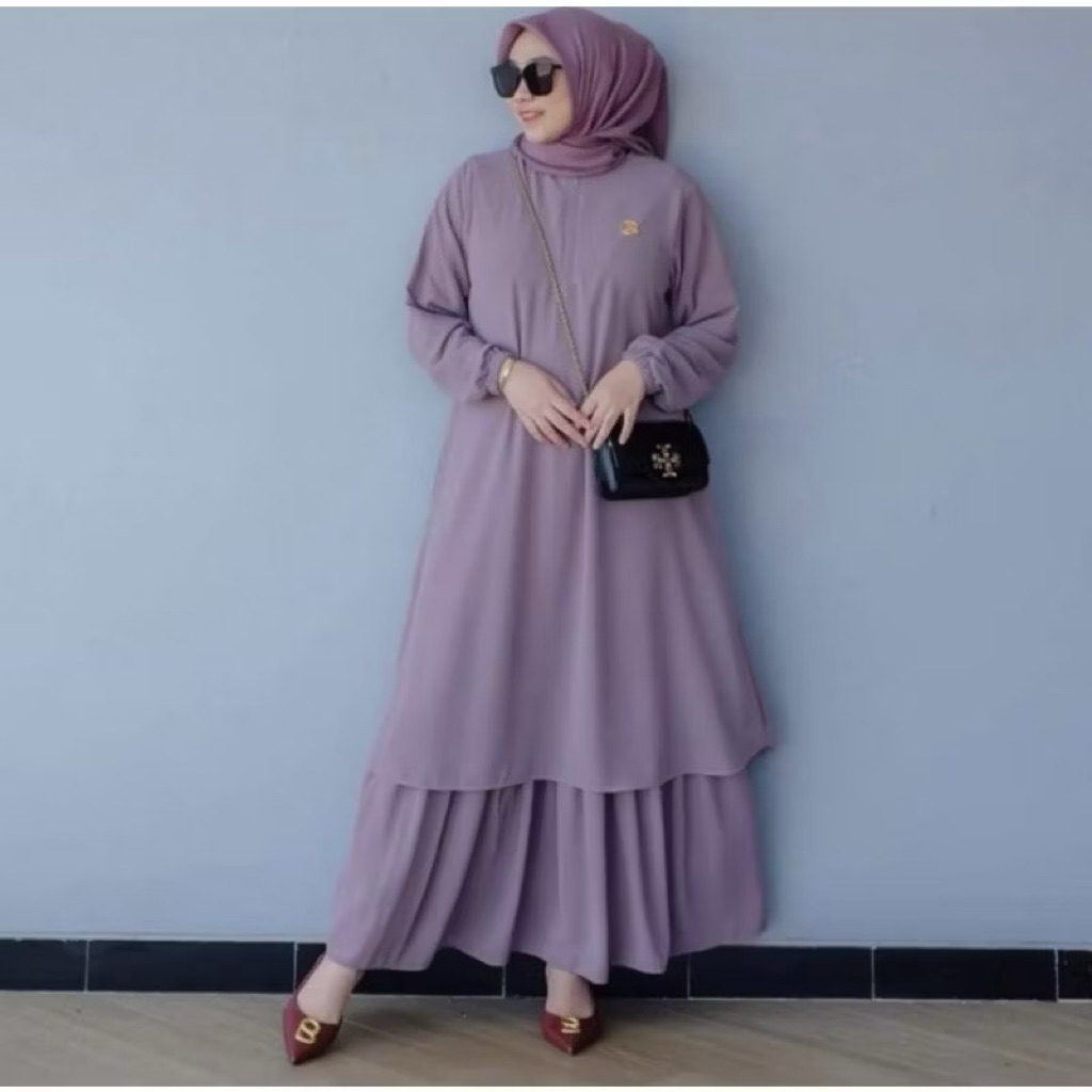 Gamis Malaysia Polos Seruty Babydoll Adem Busui