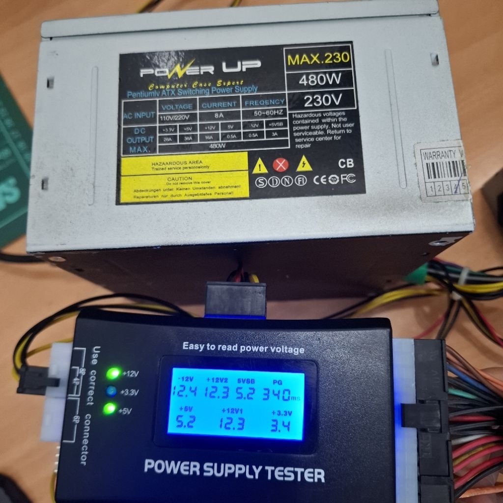 Power Supply PC PSU 480 W 24 pin Powerup bekas rusak