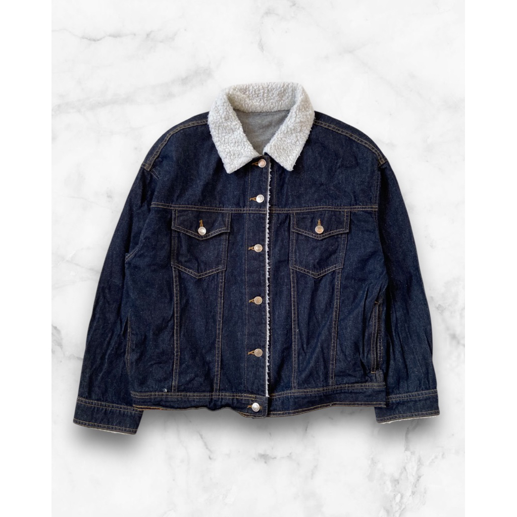 Majestic Legon Denim Sherpa Collar Jacket