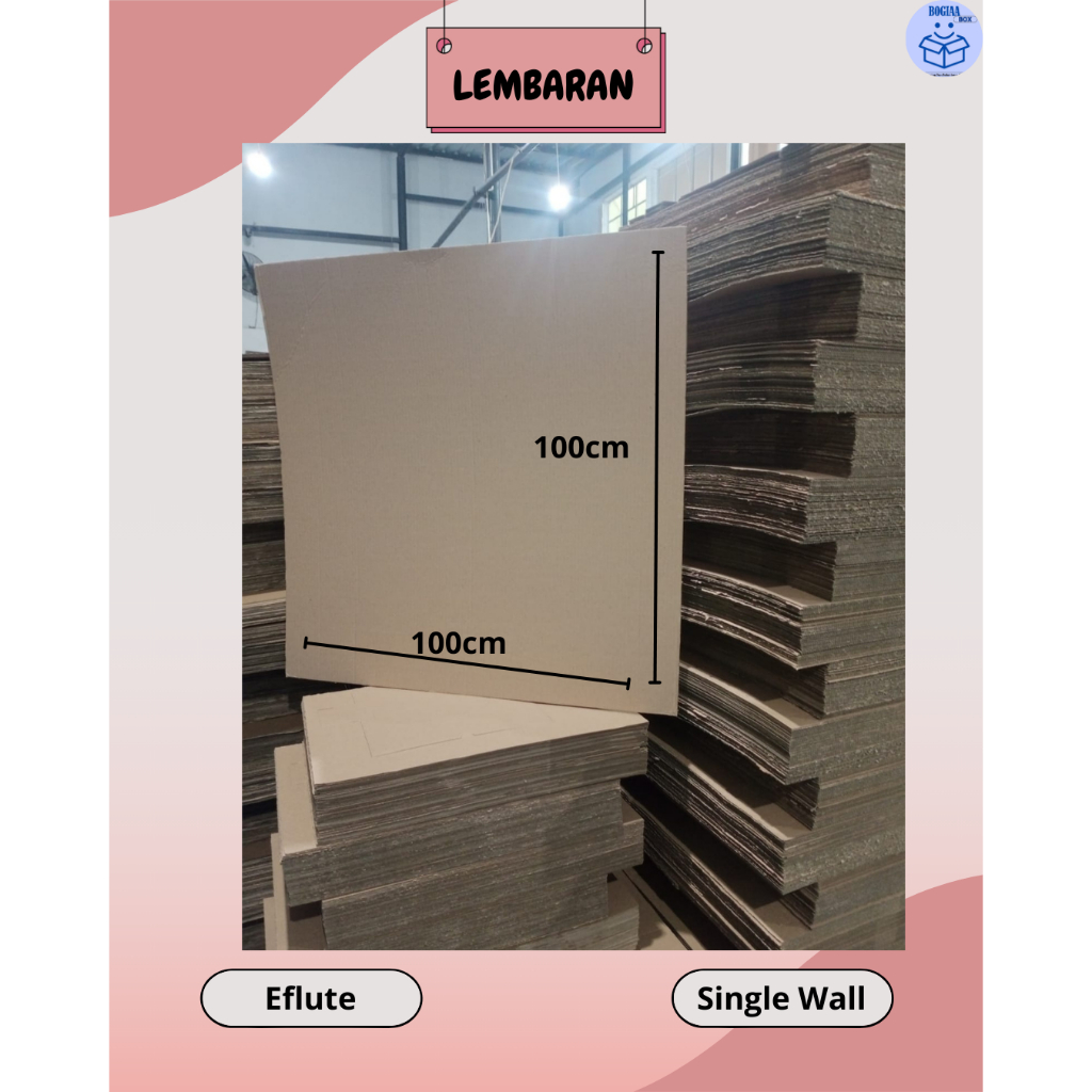 Lembaran Kardus 100x100 Cm Eflute/Kraft /Single Wall/Karton