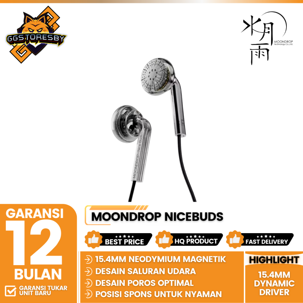 Moondrop NICEBUDS / NICE BUDS 15.4mm Dynamic Driver Flathead Earphone Earbud - Earphone MOONDROP NIC