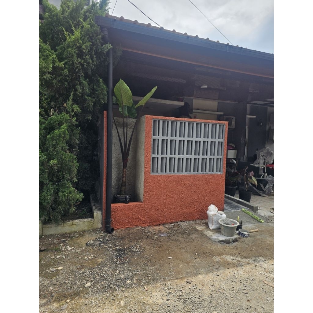 renovasi teras taman fasad ta.pak depan pasang kanopi pasang keramik granit sofa cor tempat duduk mi