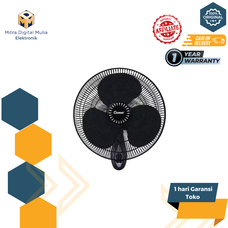 Maspion 16WFG Kipas Angin Dinding Wall Fan 16 Inch Motor Handal Sekring Pengaman Panas Sistem Peluma
