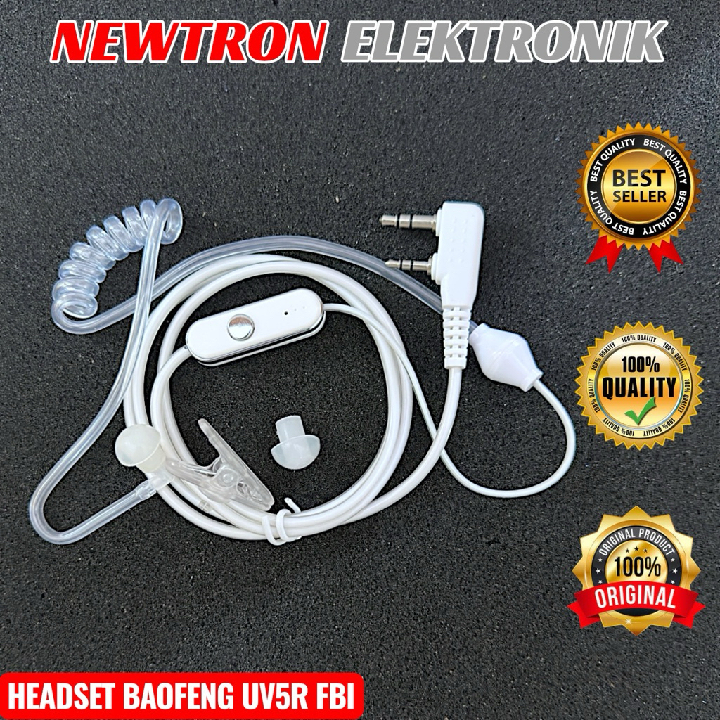 Headset HT Baofeng UV5R UV82 FBI Putih Original Asli Compatible VERTEC VT-5R VT-82 Pofung 888S BJH W