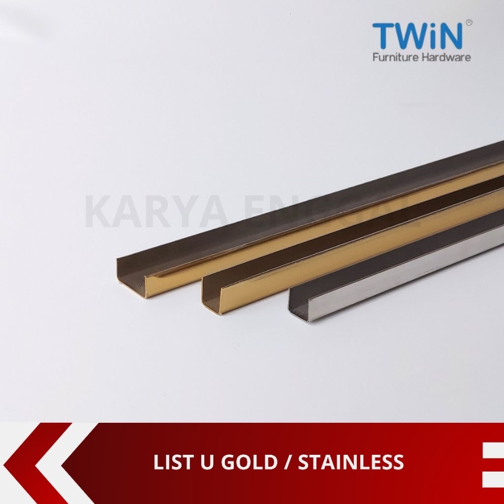 100cm × 3pcs Stainless Lis Interior/ Plat U List U Stainless Gold Silver