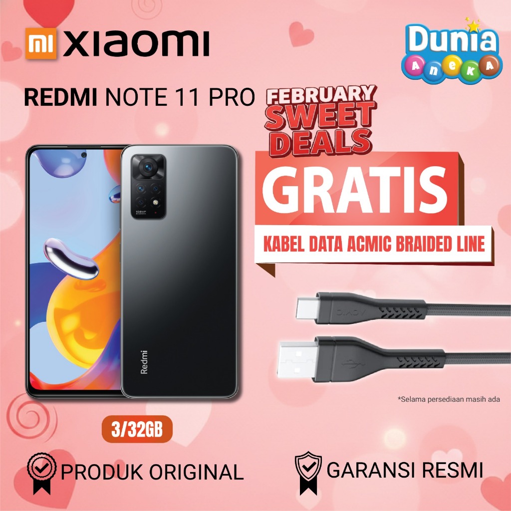 HP Xiaomi Redmi Note 11 Pro RAM 8GB/ROM 128GB - Layar 6.67" - Baterai 5000mAh - BONUS Kabel Data ACM