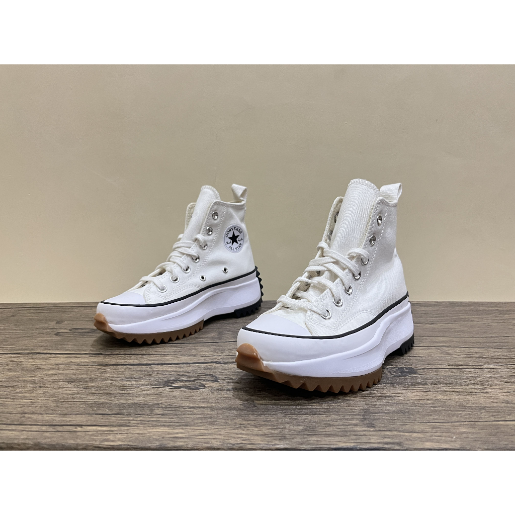 Sepatu casual anak sneakers Converse Run Star Hike Hi White Black Gum 166799C Original