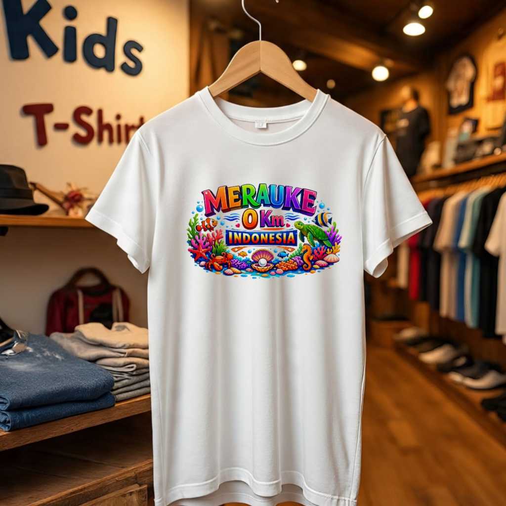 Kaos Anak Merauke Papua Oleh-oleh Souvenir Menarik - Kaos Cowo Cewe Bahan Tebal Combed 20s