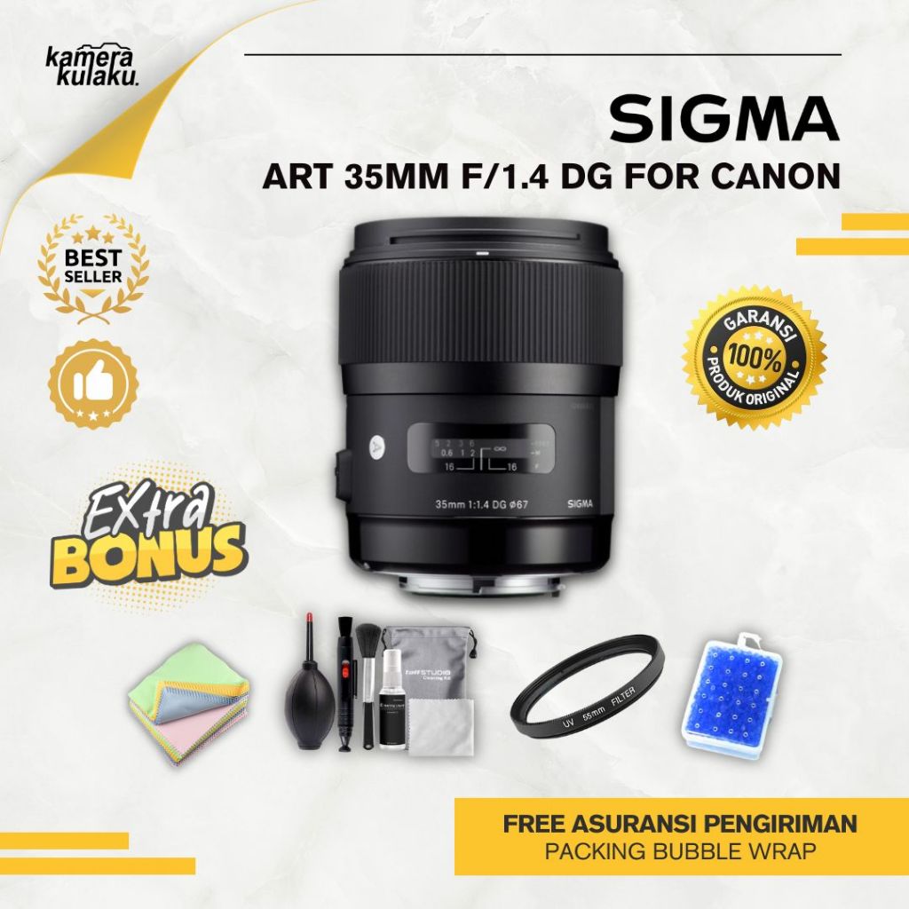 LENSA SIGMA ART 35MM F1.4 FOR CANON MULUS LIKE NEW COCOK UNTUK 5D, 6D, 80D, 90D, R/RP
