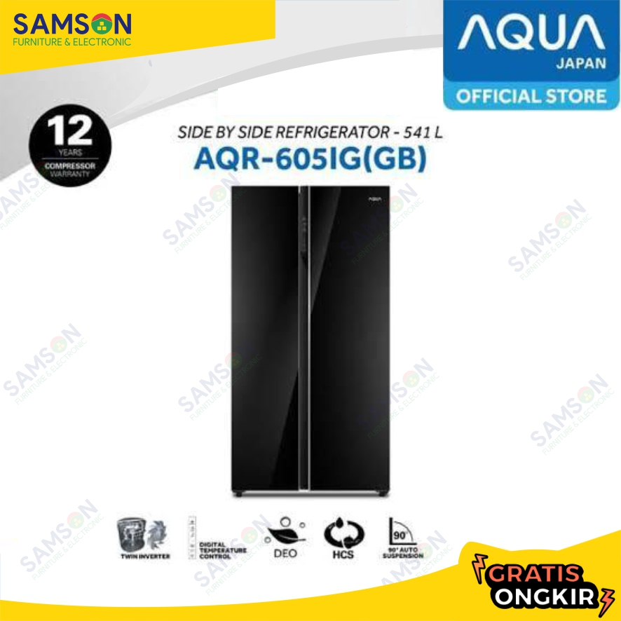 KULKAS AQUA SIDE BY SIDE AQR-605IG (GB)