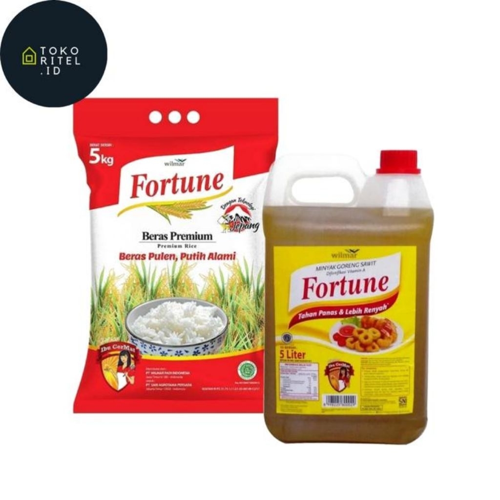 paket minyak goreng 5 liter dan beras 5 kg Fortune premium