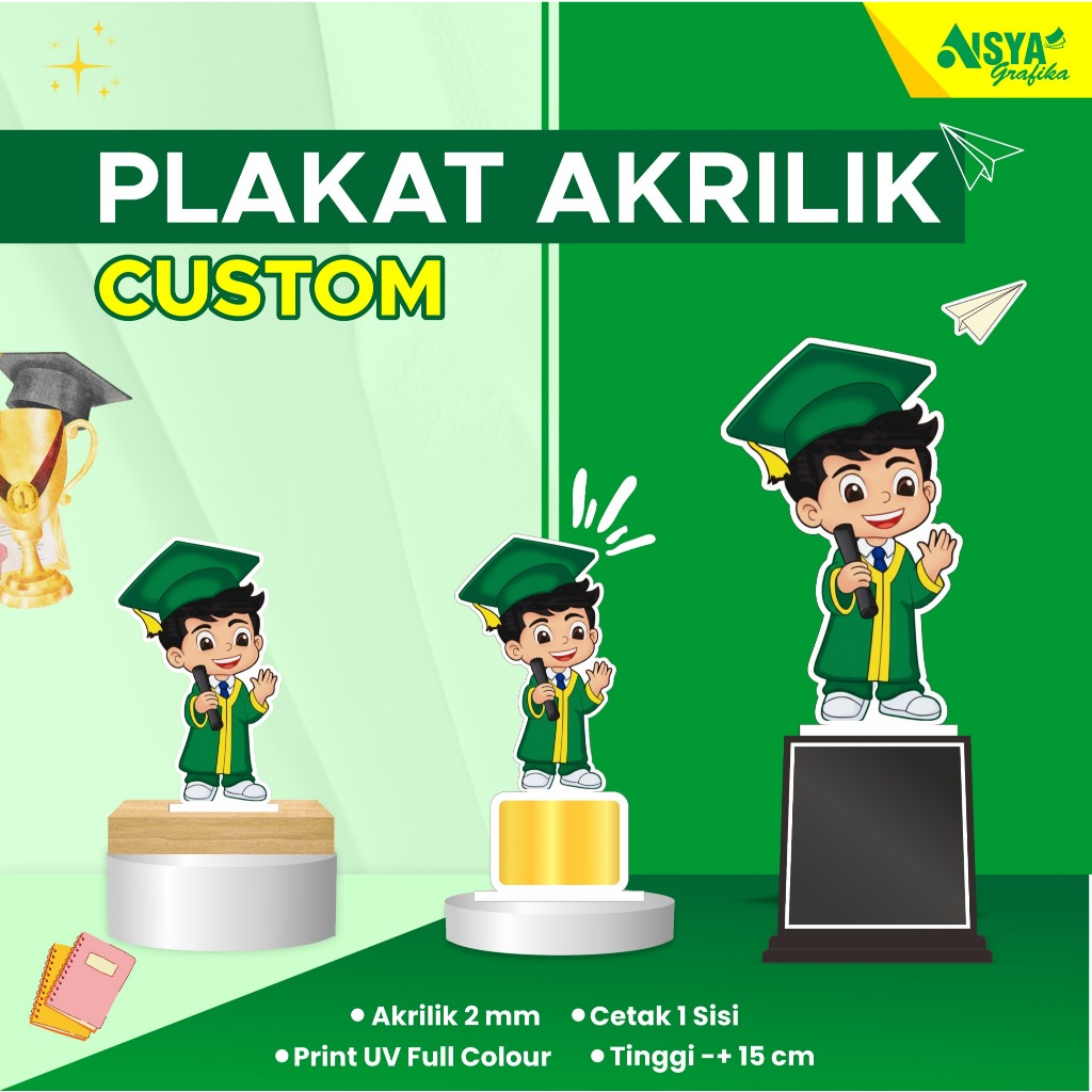 Piala Wisuda Sekolah Akrilik TK, Paud, SD, SMP