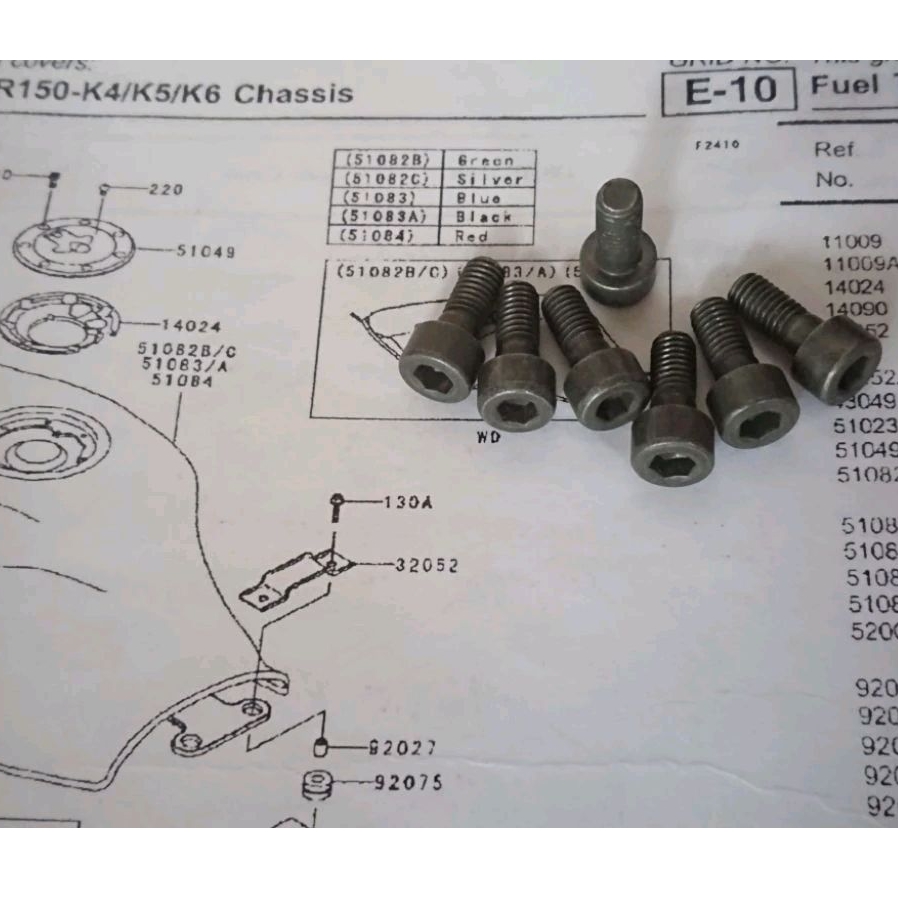 BAUT TUTUP TANGKI KAWASAKI NINJA R RR SET 7PCS