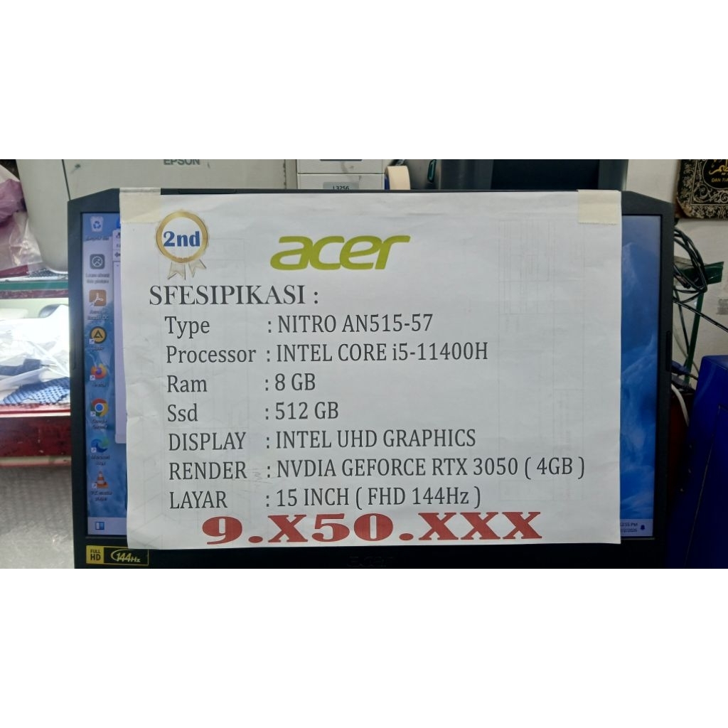 [PROMO RAMADHAN] ACER NITRO AN515-57 INTEL CORE i5-11400H RAM 8GB SSD 512GB NVDIA GEFORCE RTX 3050 4