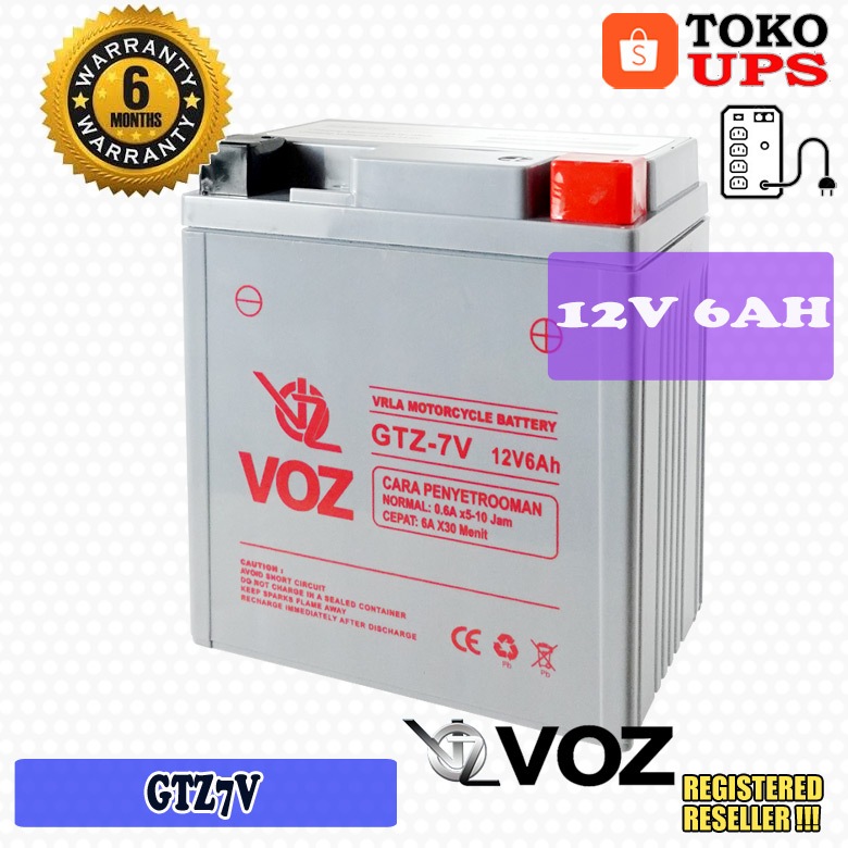 Aki Motor VOZ GTZ7V 12V 6AH Baterai Motor Aki Kering