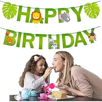 bunting flag banner happy birthday HBD ultah karakter animal zoo kebun binatang hewan lucu anak cowo
