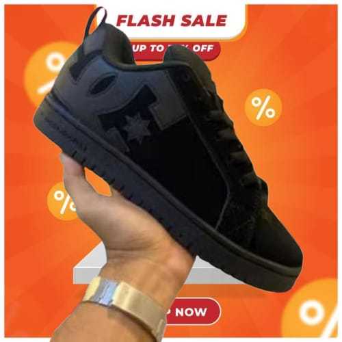 SEPATU TERKINIAN DC GEMUK GEMUK PRIA-WANITA SEPATU GEMBUNG HITAM PUTIH-FUUL BLACK