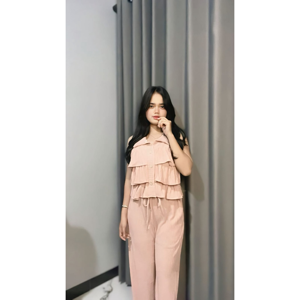 ONE SET WANITA CATSUAL BAJU RENDA WANITA BANGKOK IMPORT