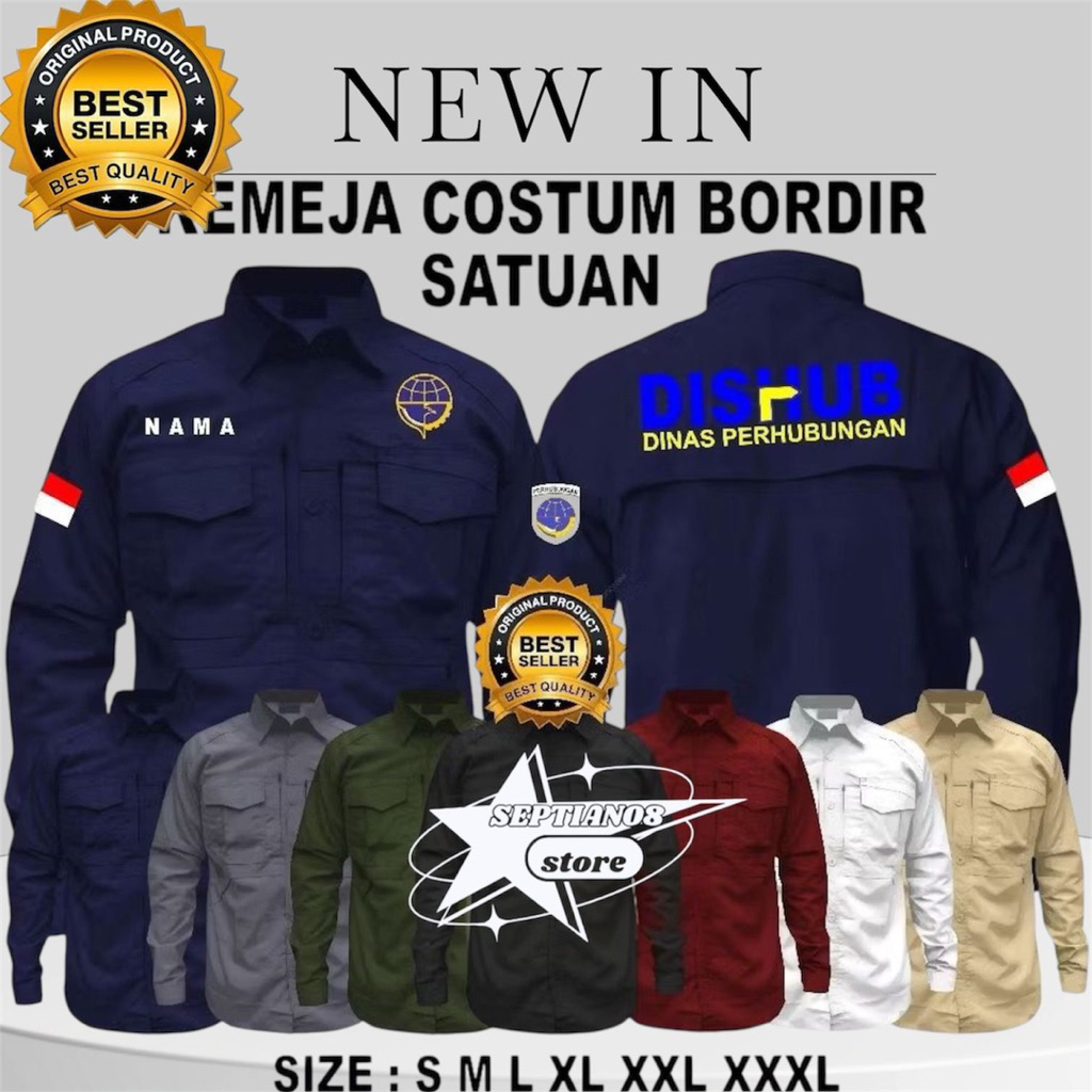 kemeja tactical dishub terbaru full bordir baju seragam dinas perhubungan free nama