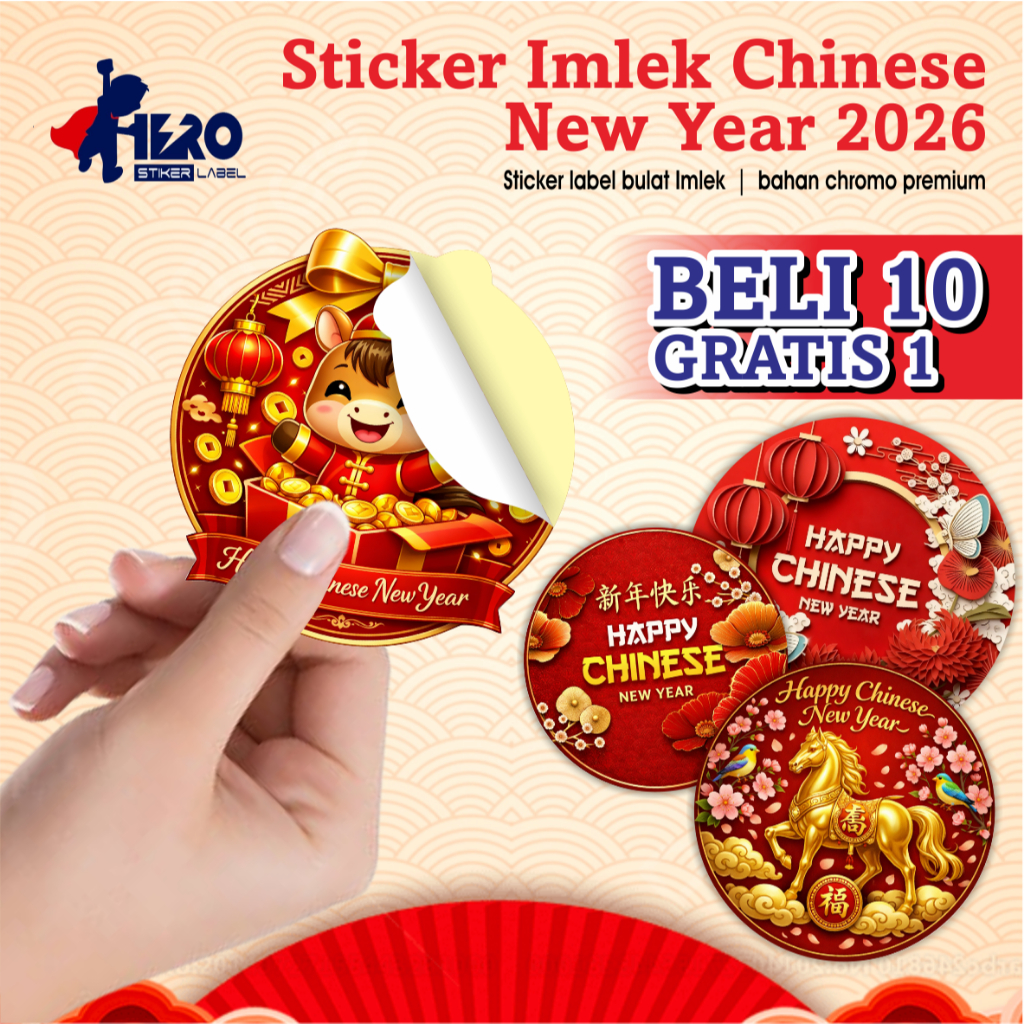 Sticker Imlek Chinese New Year 2026/ Stiker Cookies Kue Imlek CNY Shio Kuda